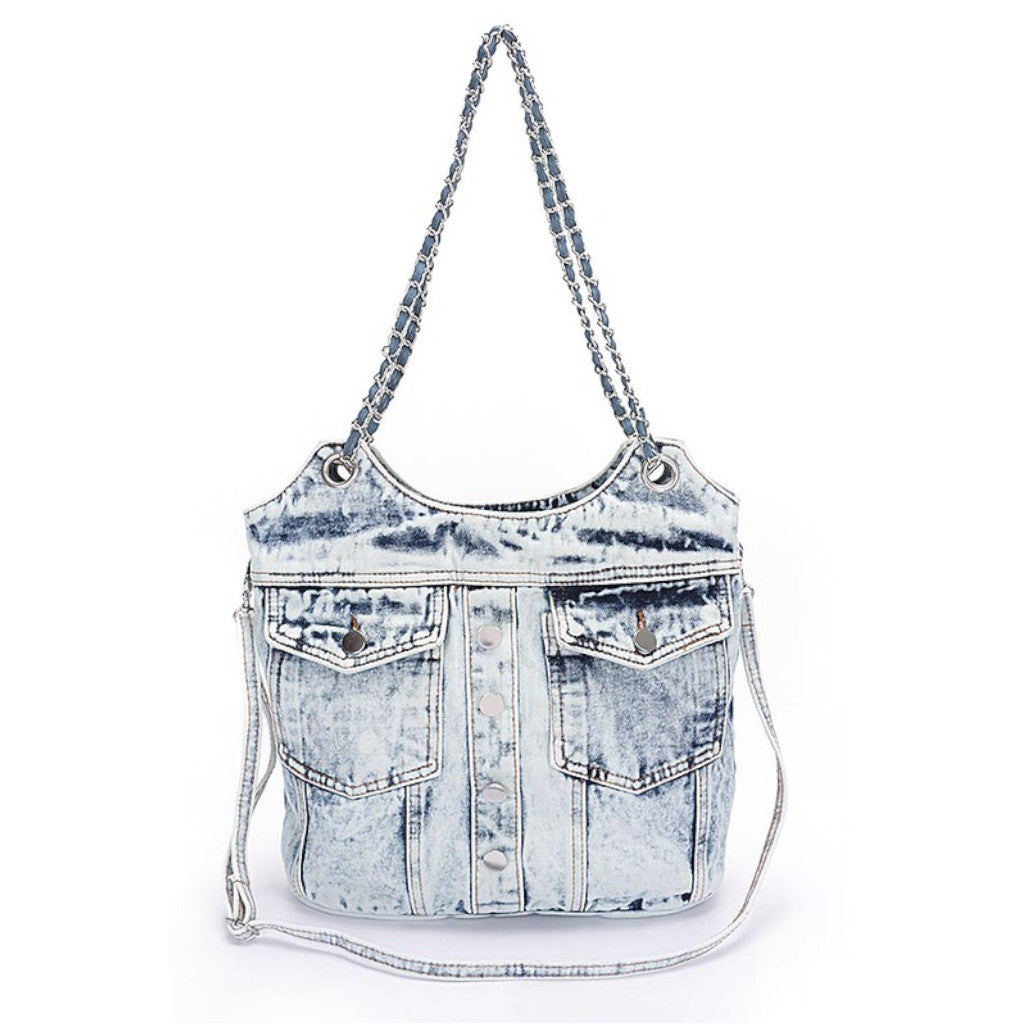 Light Blue Vintage Denim Iconic Tote Bag