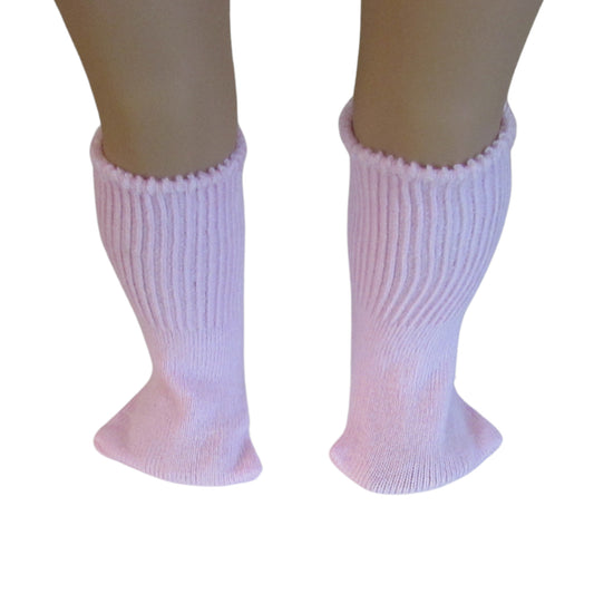 Light Pink Knee Socks for 18-inch dolls on doll Front view