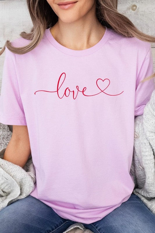 Lilac Love With Heart Graphic Tee