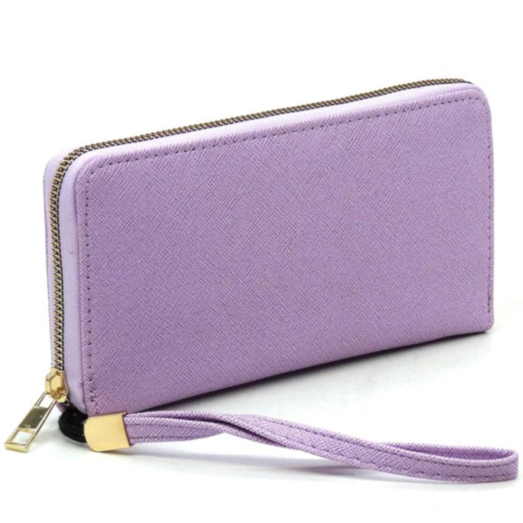 Saffiano Zip Around Wallet Wristletk Side view