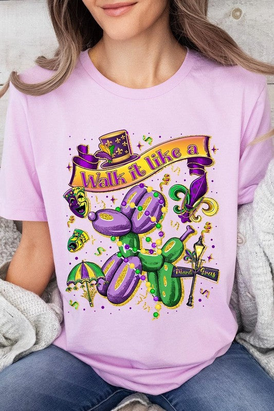 Lilac Walk It Like A Mardi Gras Graphic Tee