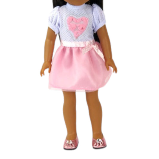 Little Pink Heart Dress for 14 1/2-inch dolls with doll