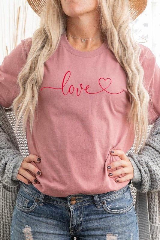 Mauve Love With Heart Graphic Tee