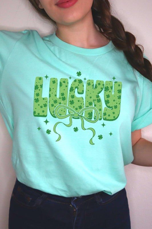 Mint Coquette Lucky Bow Graphic Tee