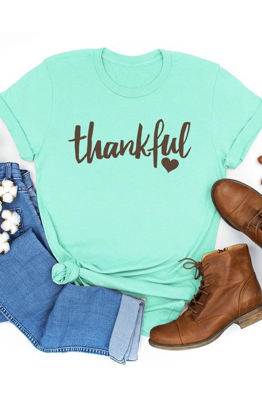 Mint Thankful Heart Graphic Tee