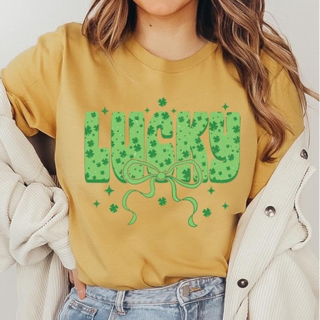 Mustard Croquette Lucky Bow Graphic Tee