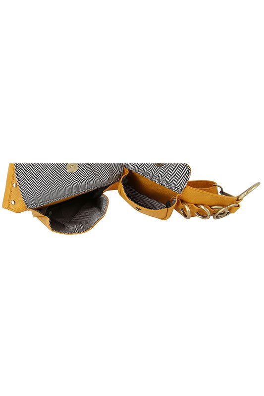 Mustard Fashion Ring Fanny Pack Sling Bag Interior view