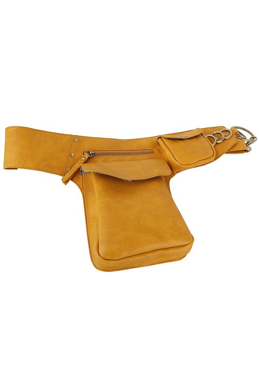 Mustard Fashion Ring Fanny Pack Sling Bag Slant view