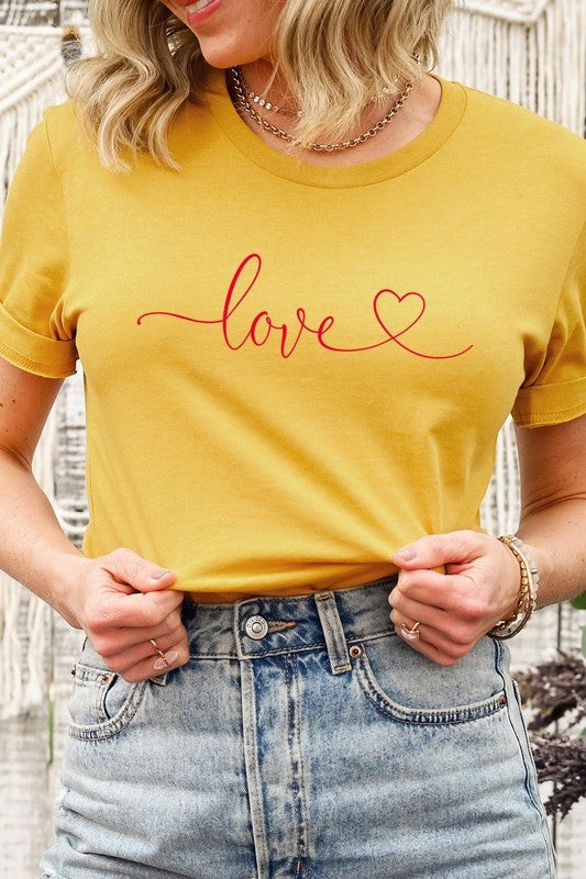 Mustard Love With Heart Graphic Tee