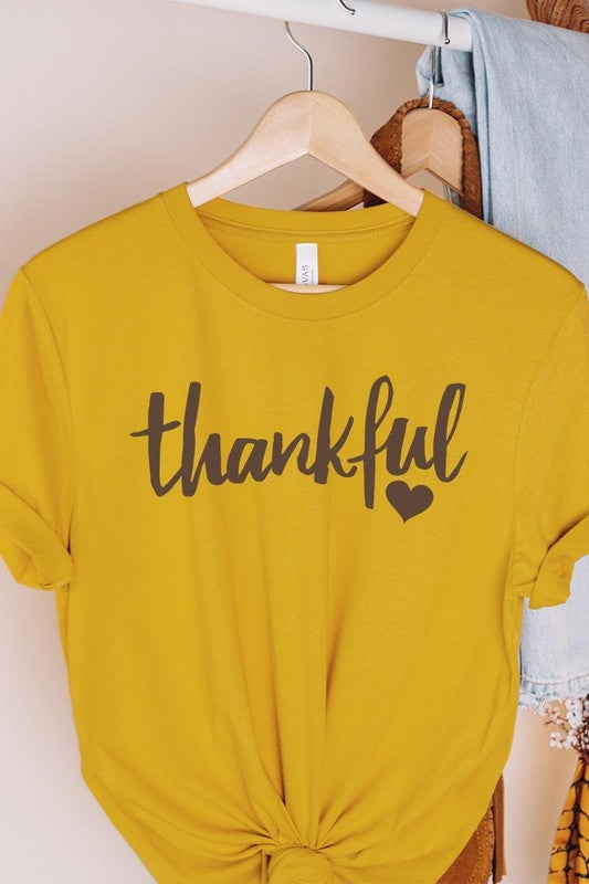 Mustard Thankful Heart Graphic Tee