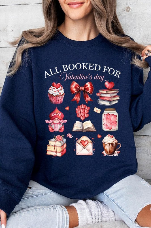 Navy All Booked for Valentine's Graphic Sweatshirt