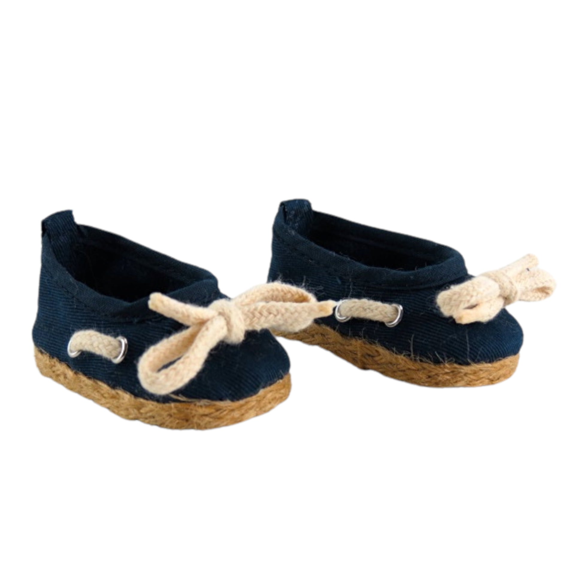 Navy Nautical Flats for 18-inch dolls Side view Up Close