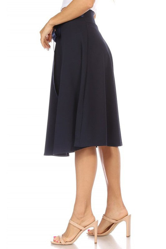 Navy Solid A-line Skirt Side view
