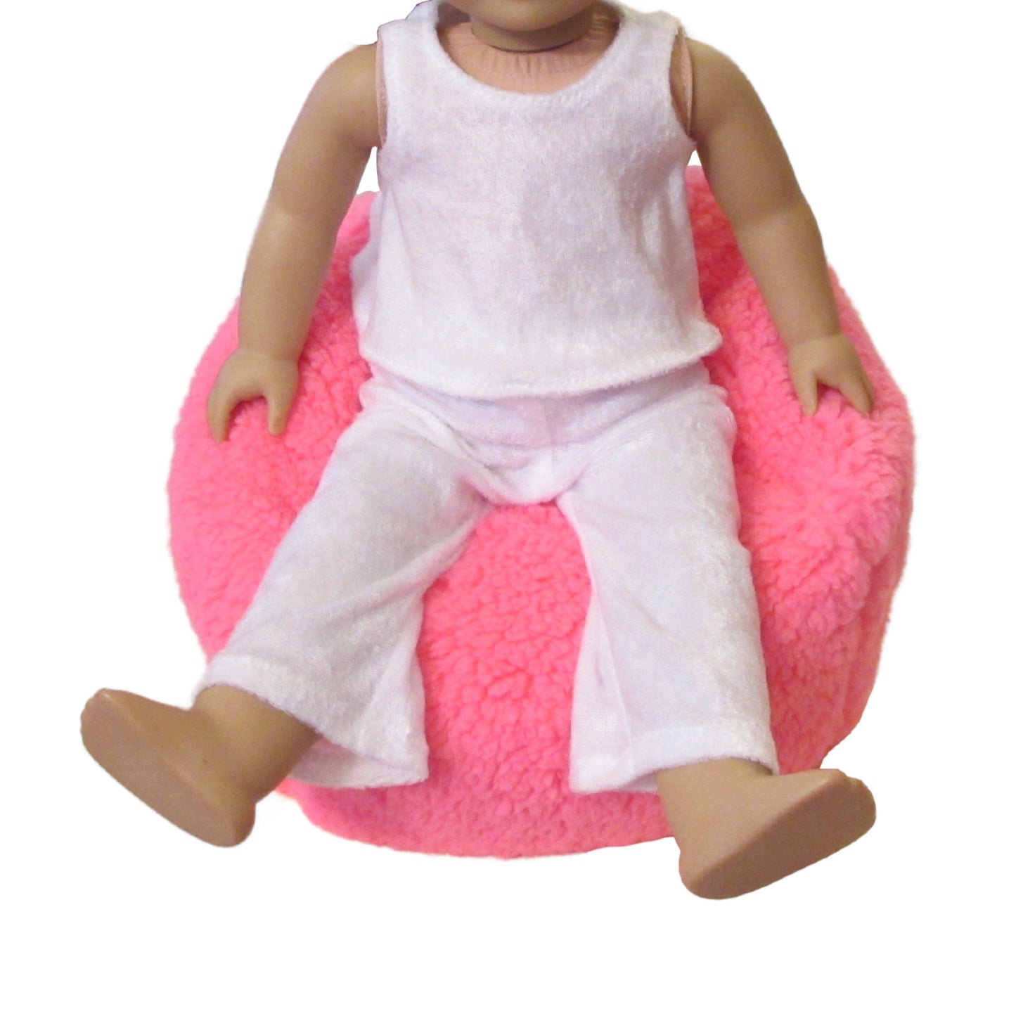 Neon Pink Faux Fur Sherpa Doll Bean Bag Chair for 18-inch dolls with doll