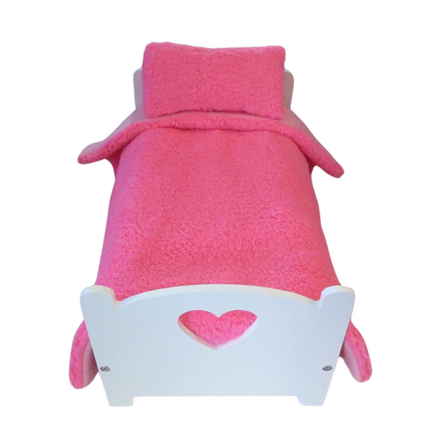 Neon Pink Faux Fur Sherpa Doll Blanket for 18-inch dolls Front view