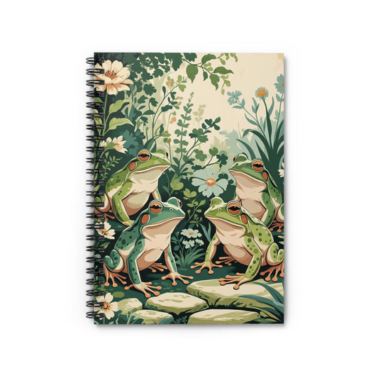 Notebook with a design of frogs and nature on the cover