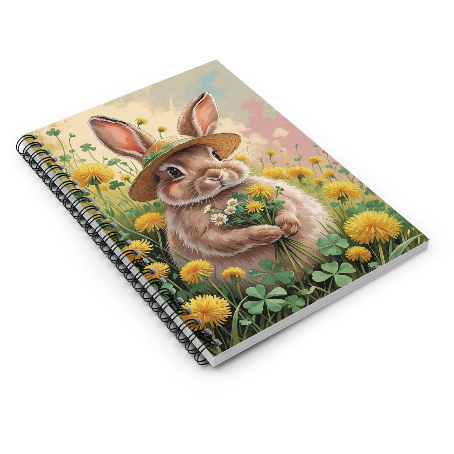 Notebook with a rabbit illustration on a white background