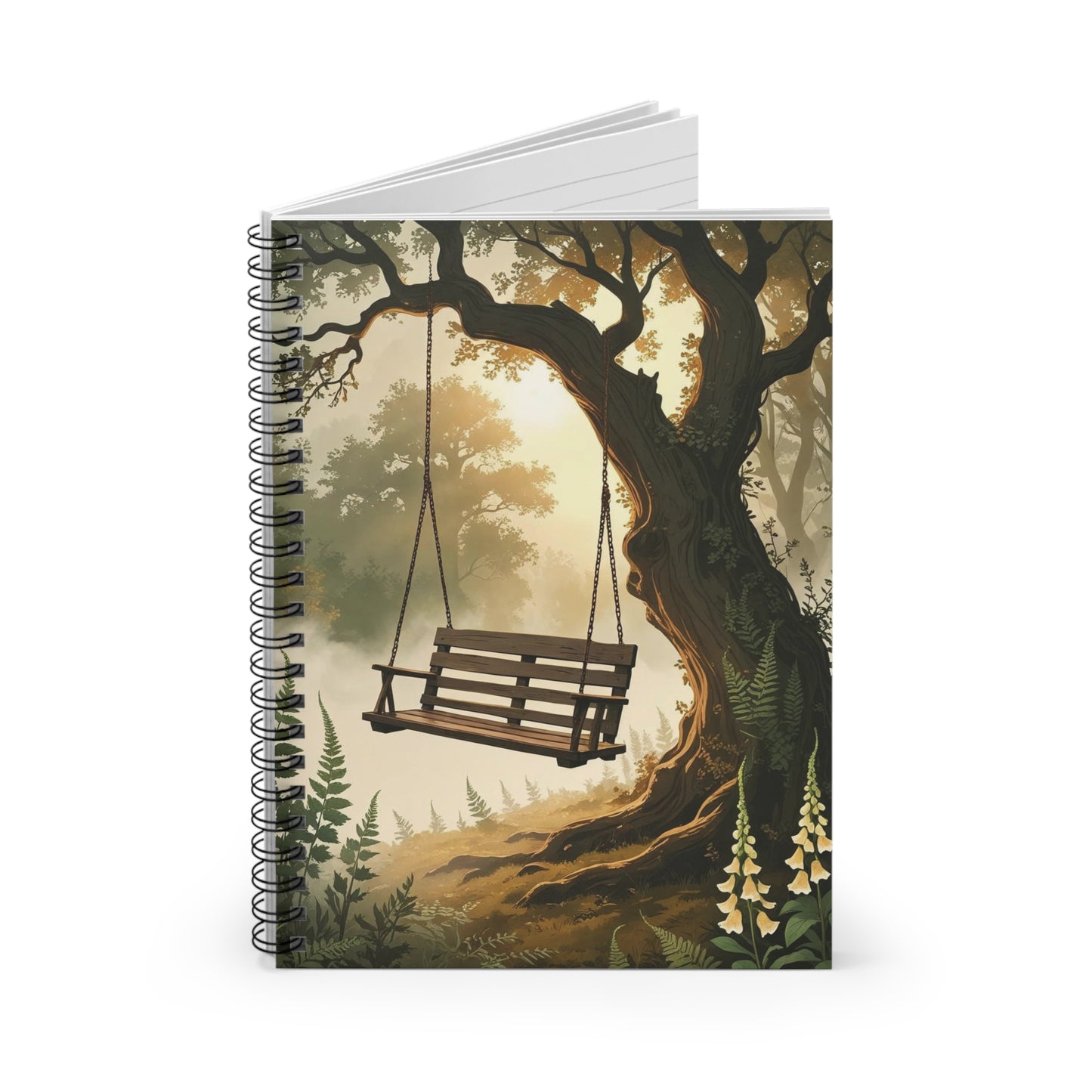 Notebook with a tree and swing design on the cover