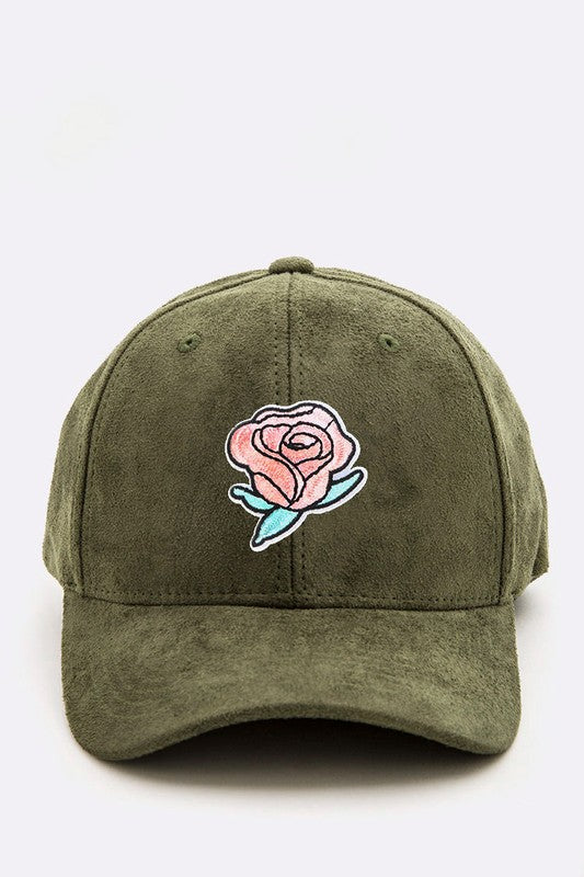 Olive Rose Patch Suede Cap