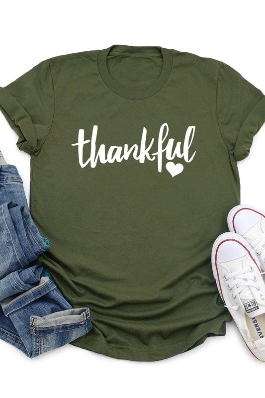 Olive Thankful Heart Graphic Tee