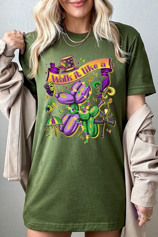 Olive Walk It Like A Mardi Gras Graphic Tee