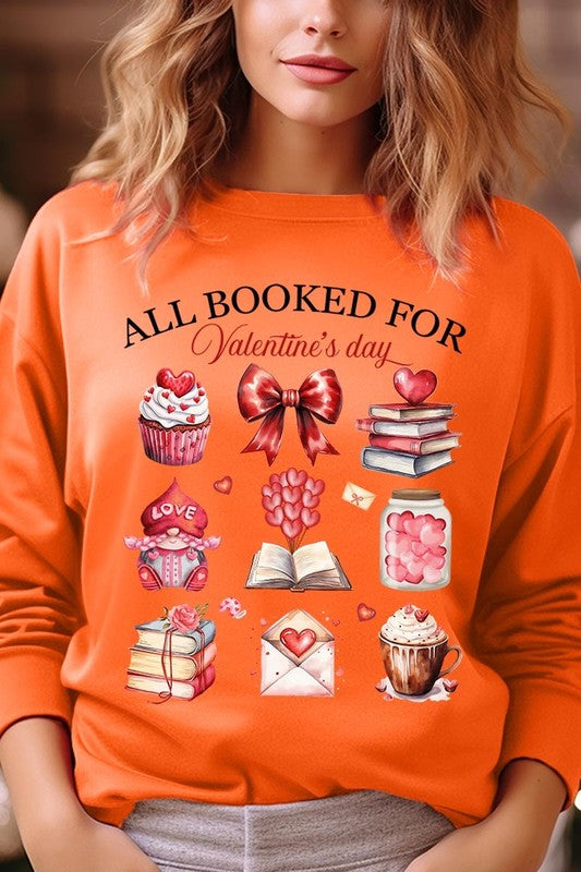 Orange All Booked for Valentine's Graphic Sweatshirt