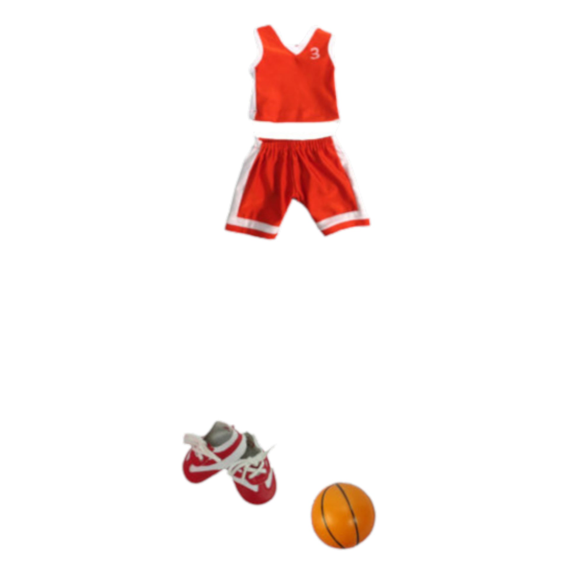 Orange Basketball Uniform with SHoes for 18-inch dolls Flat