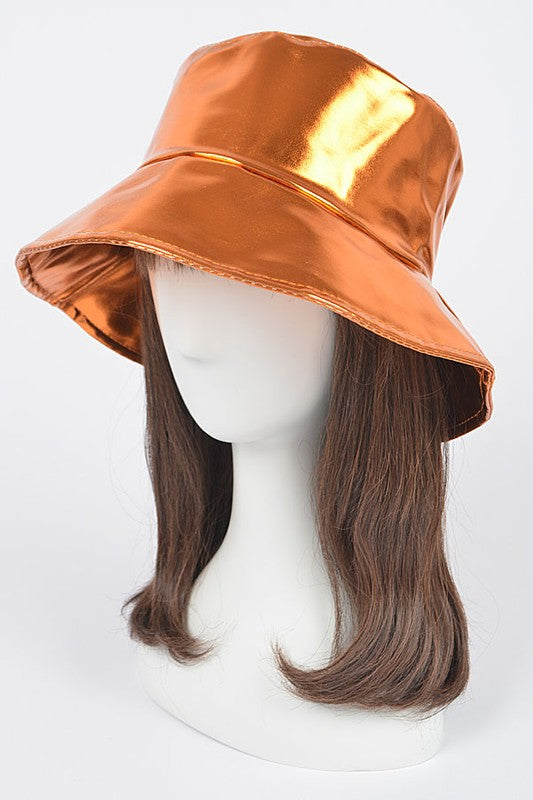 Orange Metallic Iconic Bucket Hat on Mannequin