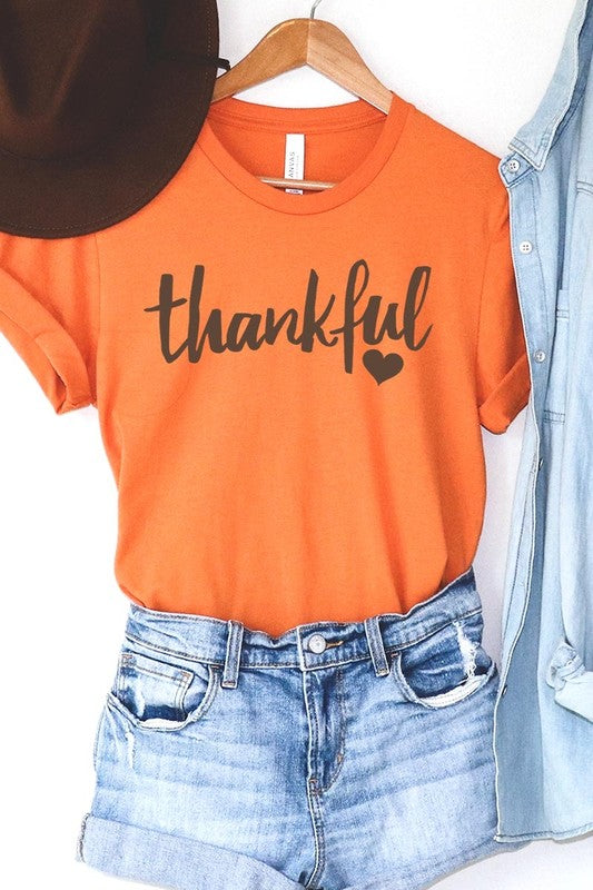 Orange Thankful Heart Graphic Tee