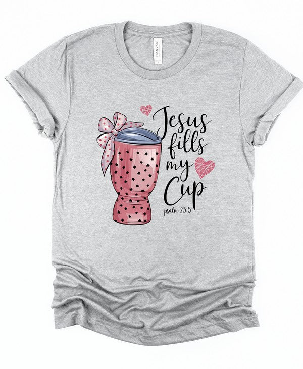 Oxford Grey Jesus Fills My Cup Graphic Tee