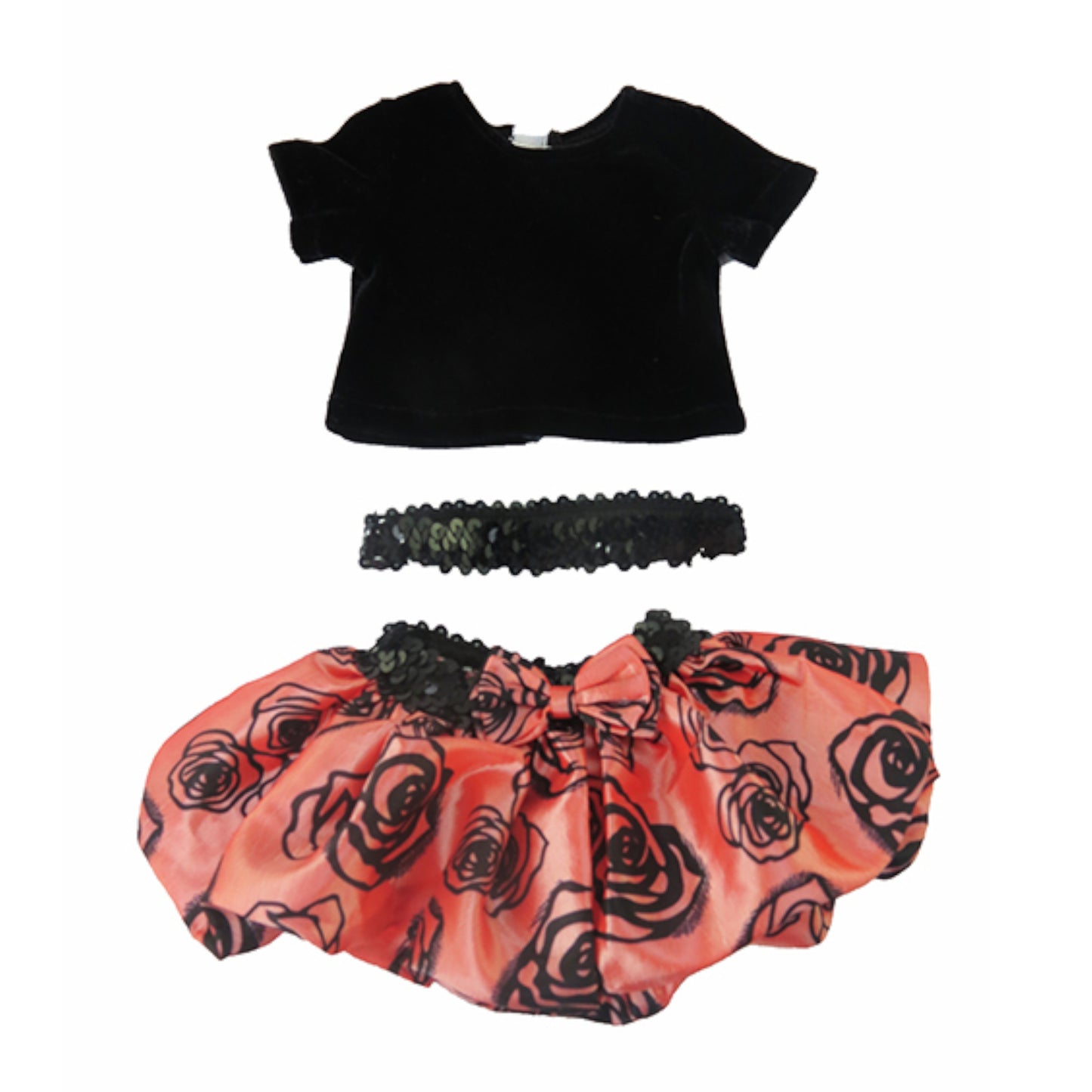 Party Skirt Set with Sequin Headband for 18 inch dolls Flat