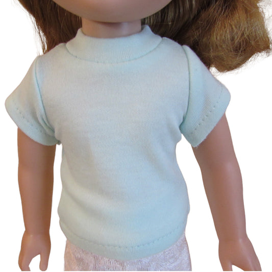 Pastel Green T-Shirt for 14 1/2-inch dolls with doll