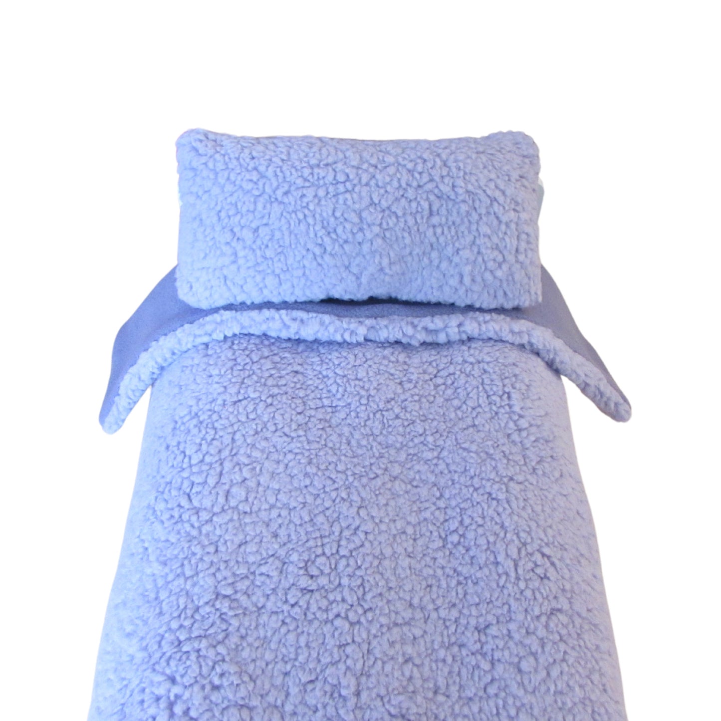 Pastel Lilac Faux Fur Sherpa Doll Blanket for 18-inch dolls Front view Up Close