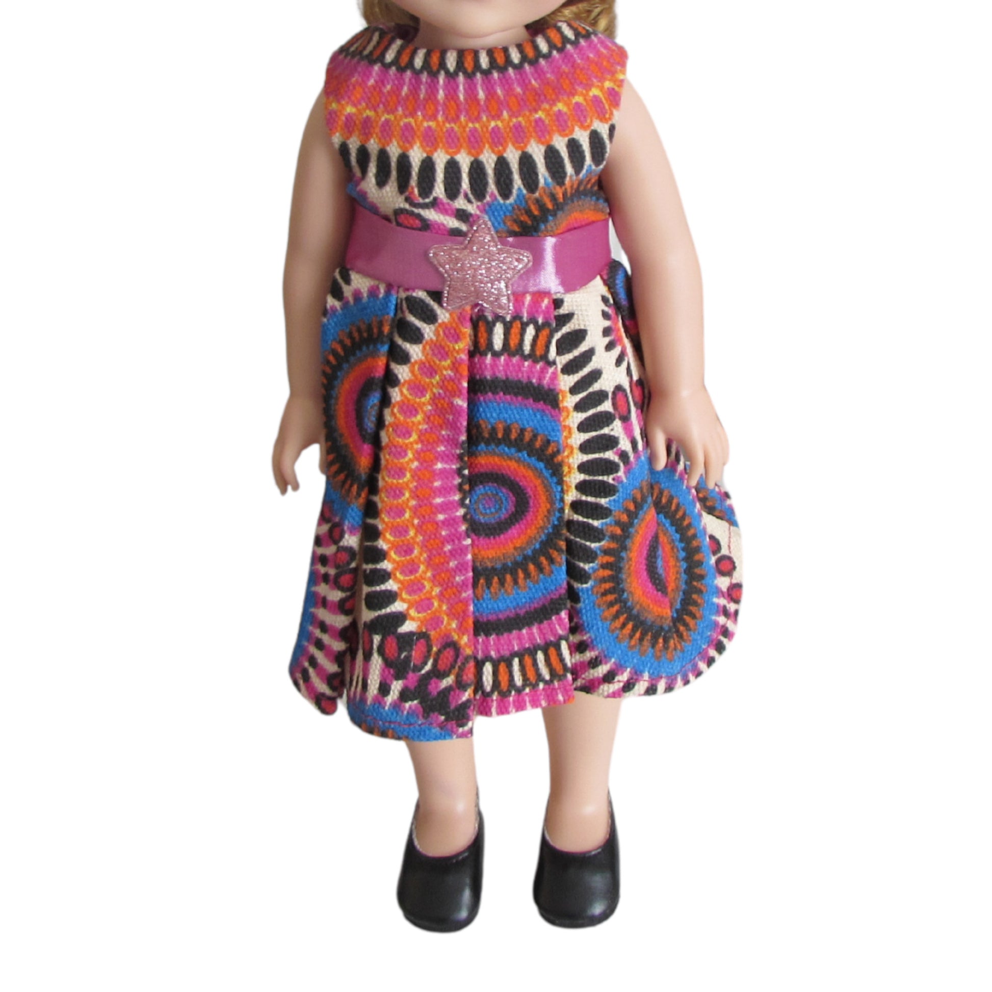Pattern Dress with Hat for 14 1/2-inch dolls with doll Front view