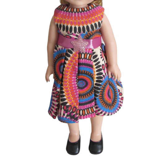 Pattern Dress with Hat for 14 1/2-inch dolls with doll Front view