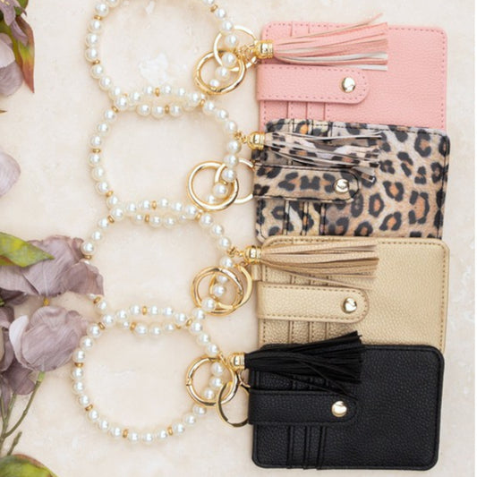 Pearl Key Ring Wallet Bracelet