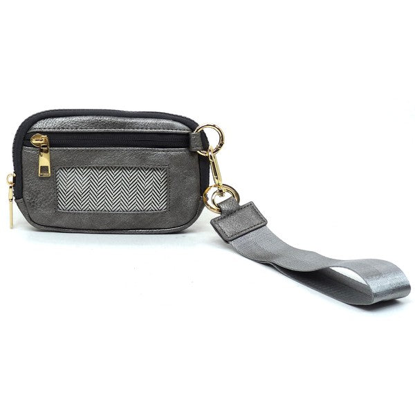 Pewter Fashion Pouch Wallet Wristlet Back view Strap down