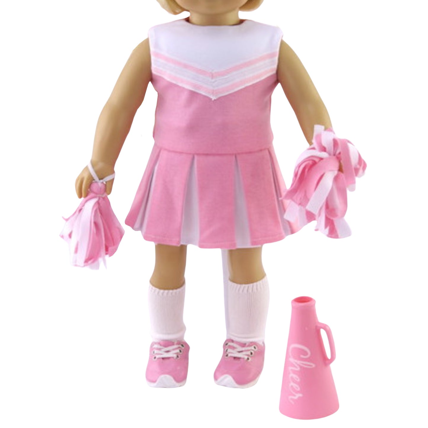 Pink Cheerleader Outfit with Shoes and Accessories for 18-inch dolls