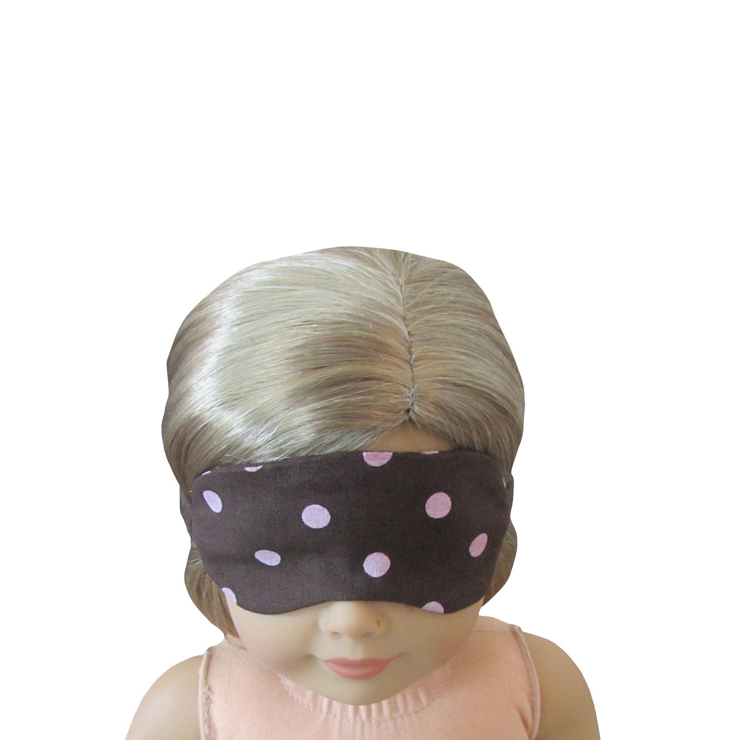 Pink Dots on Brown Doll Sleep Mask for 18-inch dolls with Doll