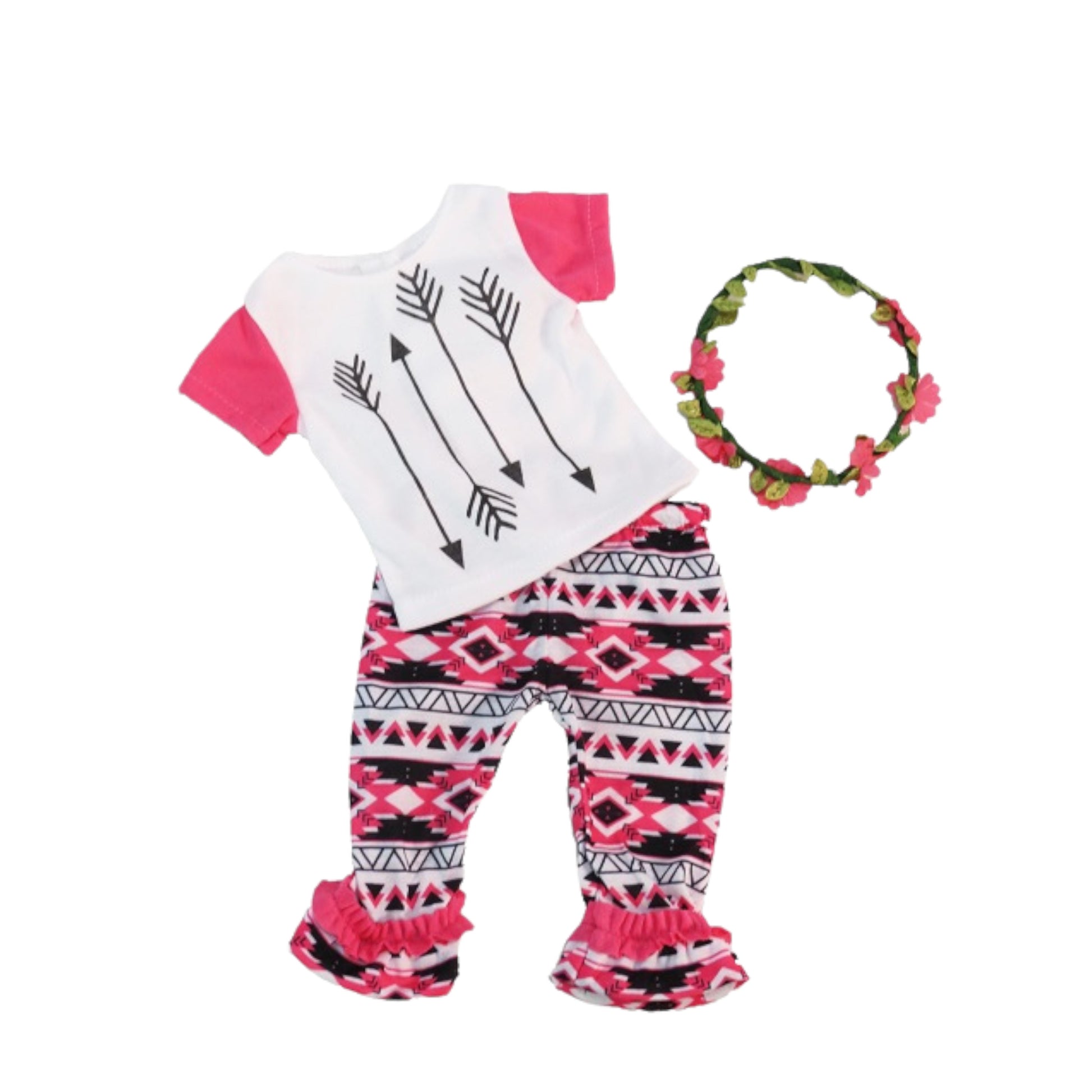 Pink Arrow Outfit for 18-inch dolls Flat