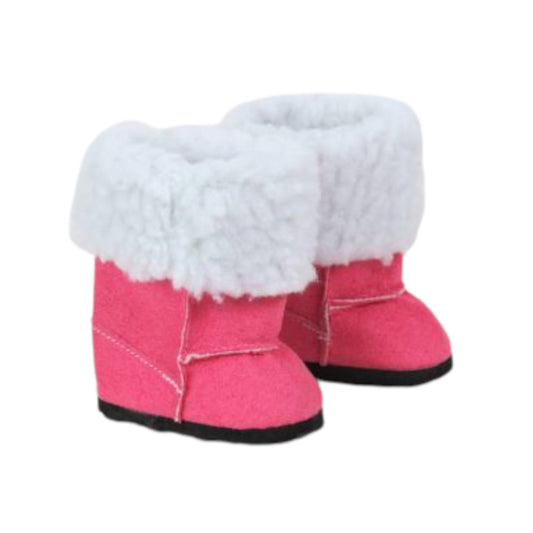 Pink Boots with Faux Sheep Fur for 18-inch dolls