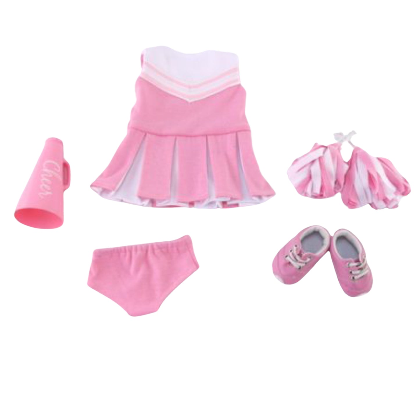 Pink Cheerleader Outfit with Shoes and Accessories for 18-inch dolls Flat