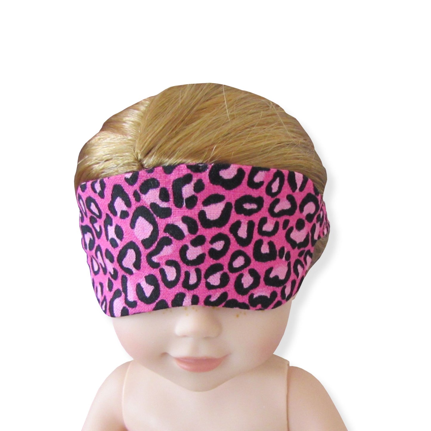 Pink Cheetah Doll Sleep Mask for 14.5-inch dolls with doll
