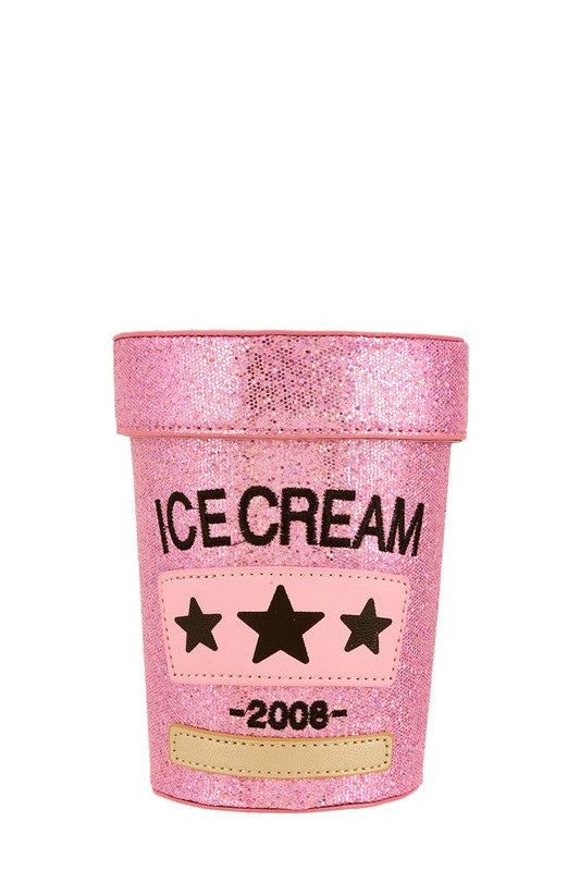 Pink Ice Cream Round Shape Crossbody Bag Front view
