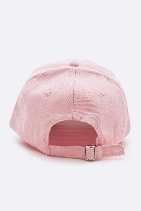 Pink LOVE Crystal Brim Cotton Cap Back view