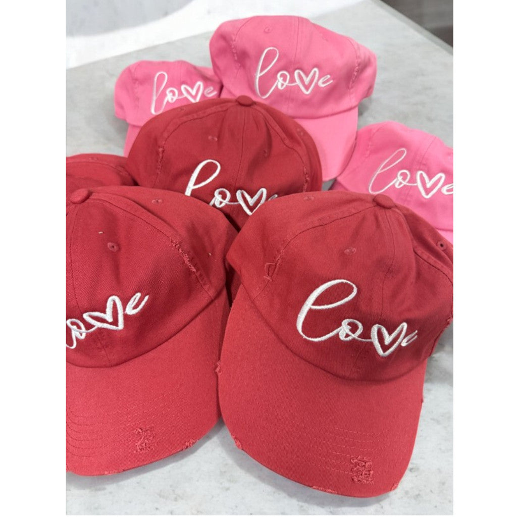 Pink Local Distressed Embroidered Hat