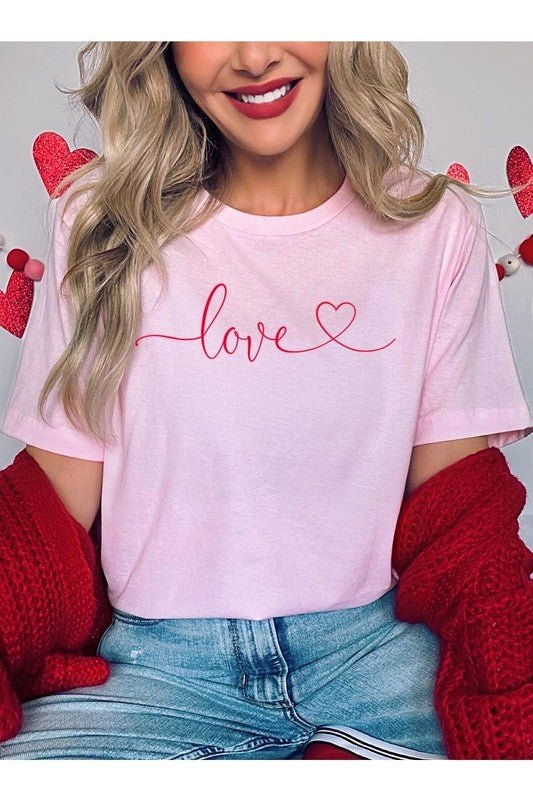 Pink Love With Heart Graphic Tee