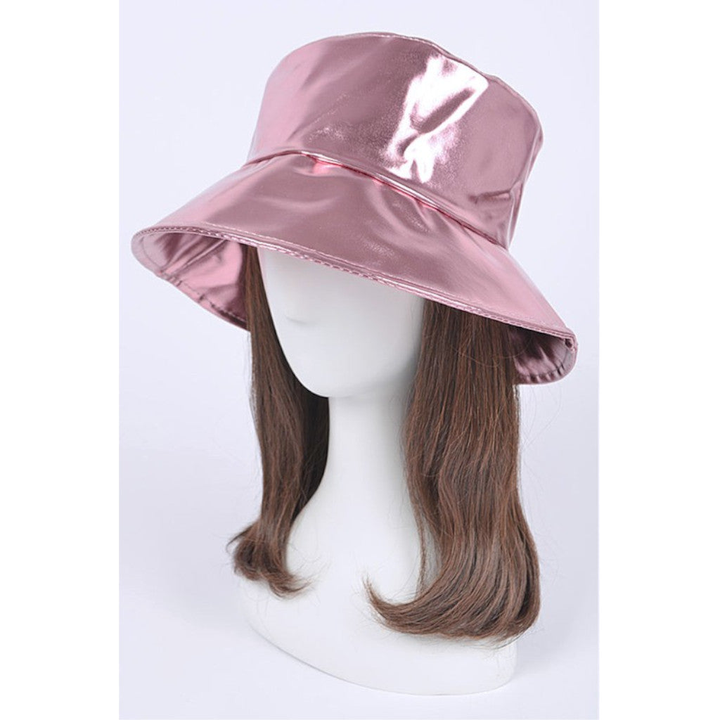 Pink Metallic Iconic Bucket Hat on Mannequin