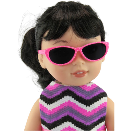 Pink Polka Dot Sunglasses for 14 1/2-inch dolls with doll