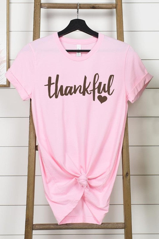 Pink Thankful Heart Graphic Tee